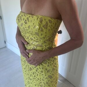 BCBG MAXAZRIA ‘Natasha’ Yellow Strapless Gown NWT